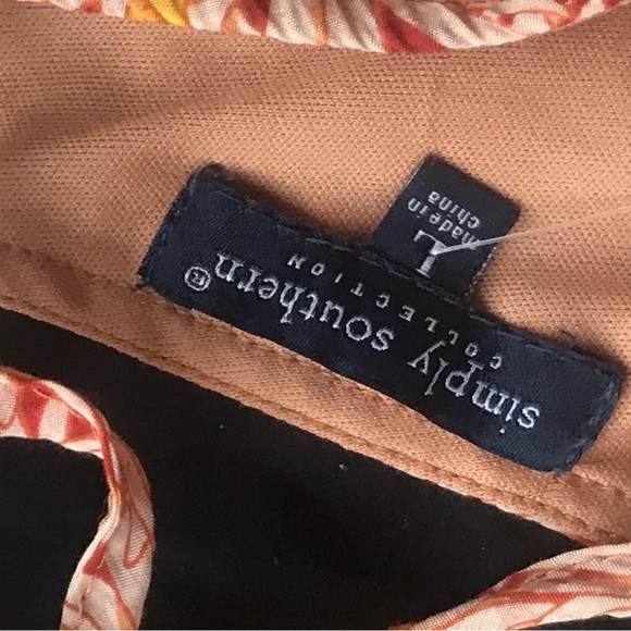 Simply Southern Floral Blouse Lined Baby Doll AOP Daisies LG Tie Back Ruffle - Picture 5 of 8